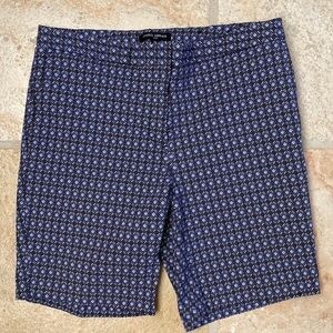 Mario Serrani blue diamond pattern Bermuda shorts Womens 12 Stretch comfort